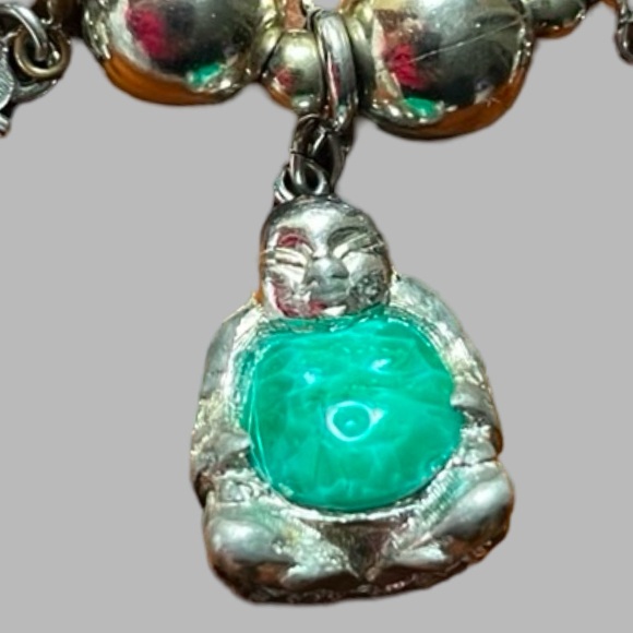 Vintage Monet Bracelet Rare with Charms Silver Tone Signed - Picture 3 of 14